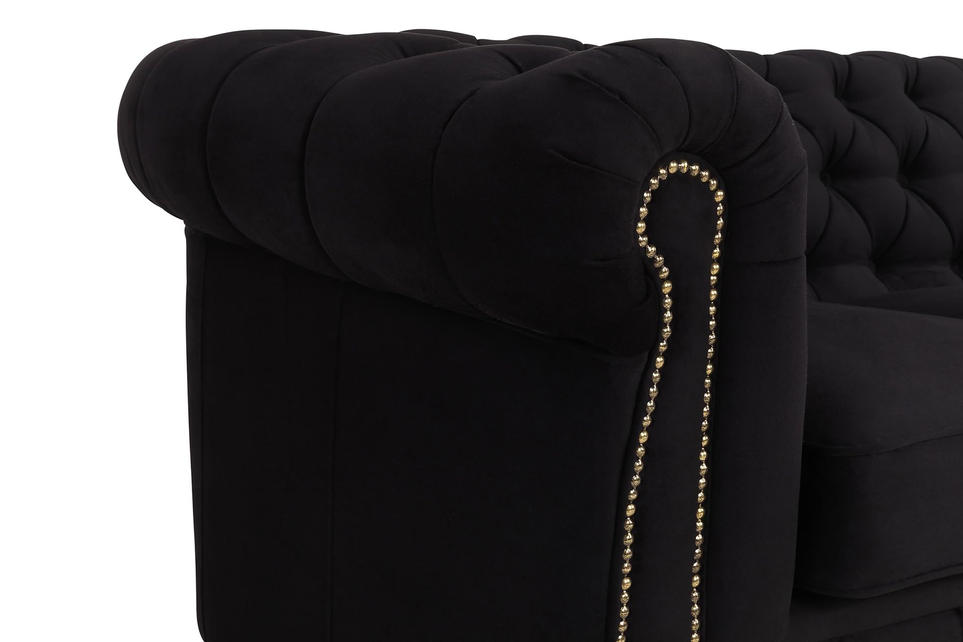 Chesterfield Deluxe Fløyelssofa 4-seter - Svart - Møbler - Sofaer - Fløyel sofaer