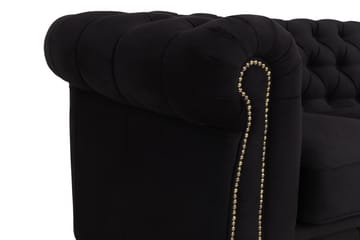 Chesterfield Deluxe Fløyelssofa 4-seter - Svart - Møbler - Sofaer - Fløyel sofaer