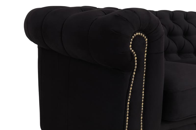 Chesterfield Deluxe Fløyelssofa 4-seter - Svart - Møbler - Sofaer - Fløyel sofaer