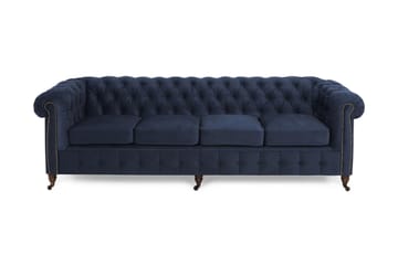 Chesterfield Deluxe Fløyelssofa 4-seter