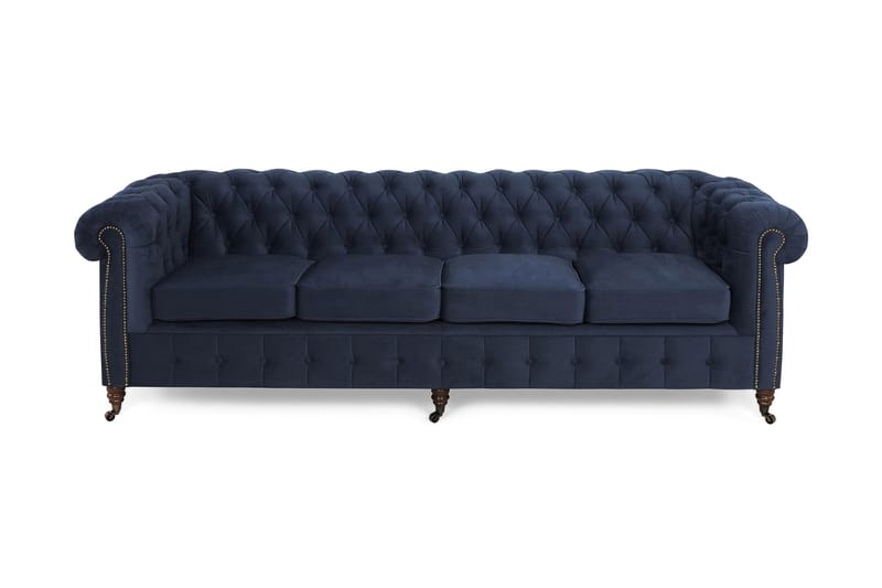 Chesterfield Deluxe Fløyelssofa 4-seter - Petrolblå - Møbler - Sofaer - Fløyel sofaer