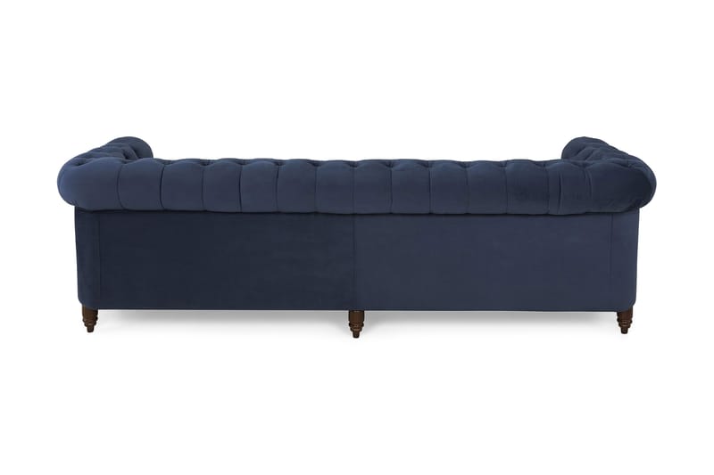 Chesterfield Deluxe Fløyelssofa 4-seter - Petrolblå - Chesterfield sofaer - 4 seter sofa - Fløyel sofaer