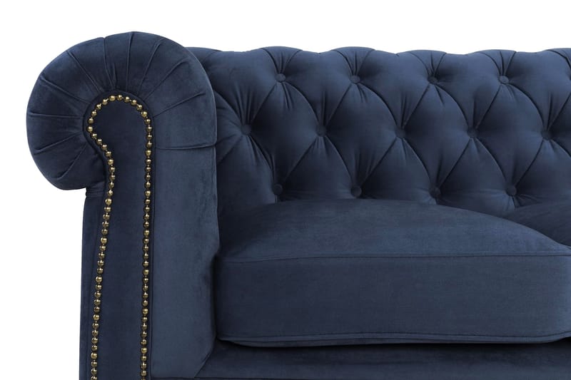 Chesterfield Deluxe Fløyelssofa 4-seter - Petrolblå - Chesterfield sofaer - 4 seter sofa - Fløyel sofaer