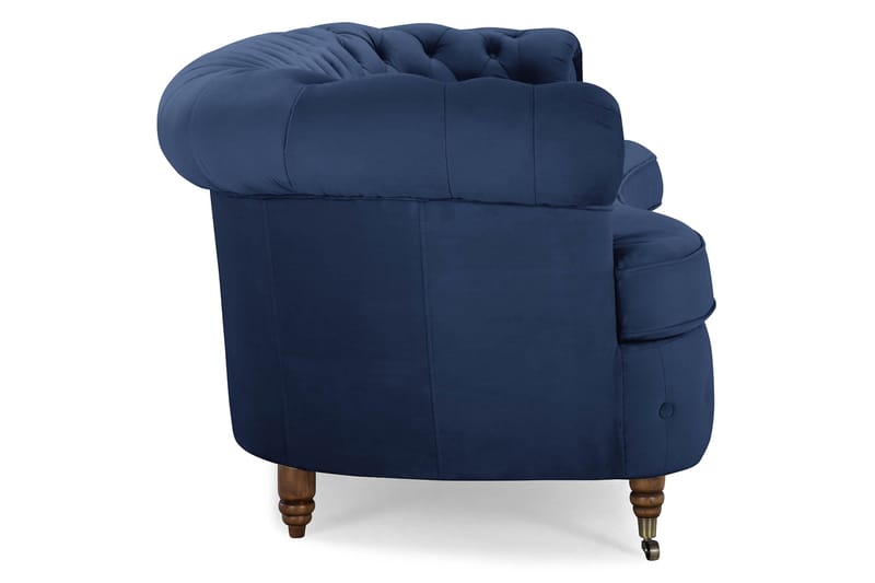 Chesterfield Fløyelssofa 3-seter Buet - Petrolblå - Møbler - Sofaer - Fløyel sofaer