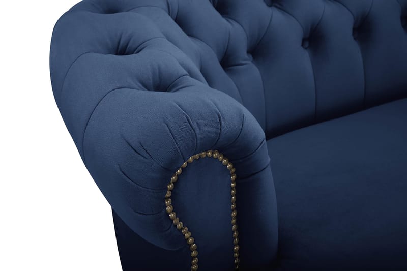 Chesterfield Fløyelssofa 3-seter Buet - Petrolblå - Møbler - Sofaer - Fløyel sofaer