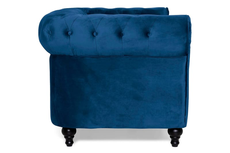 Chesterfield Lyx 2-seter Liten fløyelssofa – Dyp sofa 160 cm bred - Blå Fløyel - Møbler - Sofaer - Fløyel sofaer