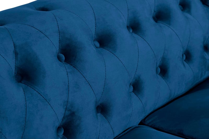 Chesterfield Lyx 2-seter Liten fløyelssofa – Dyp sofa 160 cm bred - Blå Fløyel - Møbler - Sofaer - Fløyel sofaer