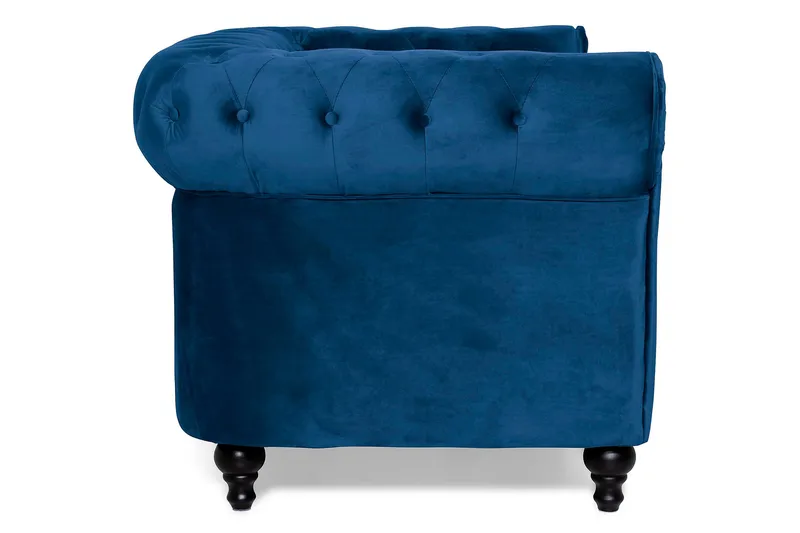 Chesterfield Lyx 2-seter Liten fløyelssofa – Dyp sofa 160 cm bred - Blå - Møbler - Sofaer - Fløyel sofaer