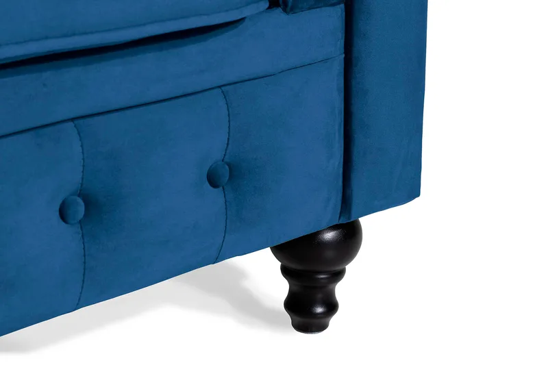 Chesterfield Lyx 2-seter Liten fløyelssofa – Dyp sofa 160 cm bred - Blå - Møbler - Sofaer - Fløyel sofaer