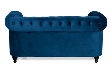 Chesterfield Lyx 2-seter Liten fløyelssofa – Dyp sofa 160 cm bred - Blå - Møbler - Sofaer - 2 seter sofa