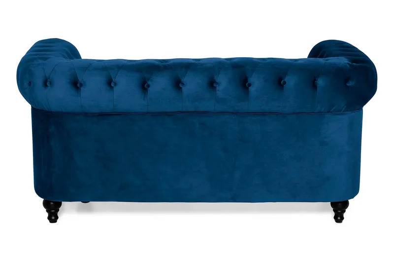 Chesterfield Lyx 2-seter Liten fløyelssofa – Dyp sofa 160 cm bred - Blå - Møbler - Sofaer - Fløyel sofaer