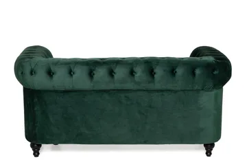 Chesterfield Lyx 2-seter Liten fløyelssofa – Dyp sofa 160 cm bred - Grønn - Møbler - Sofaer - Fløyel sofaer