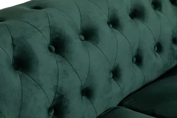 Chesterfield Lyx 2-seter Liten fløyelssofa – Dyp sofa 160 cm bred - Grønn - Møbler - Sofaer - Fløyel sofaer