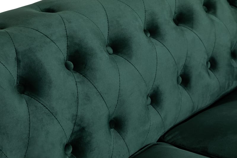 Chesterfield Lyx 2-seter Liten fløyelssofa – Dyp sofa 160 cm bred - Grønn - Møbler - Sofaer - Fløyel sofaer