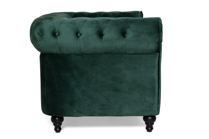 Chesterfield Lyx 2-seter Liten fløyelssofa – Dyp sofa 160 cm bred - Grønn - Møbler - Sofaer - Fløyel sofaer
