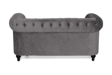 Chesterfield Lyx 2-seter Liten Fløyelssofa – Dyp sofa 160 cm bred - Mørkegrå - Møbler - Sofaer - 2 seter sofa