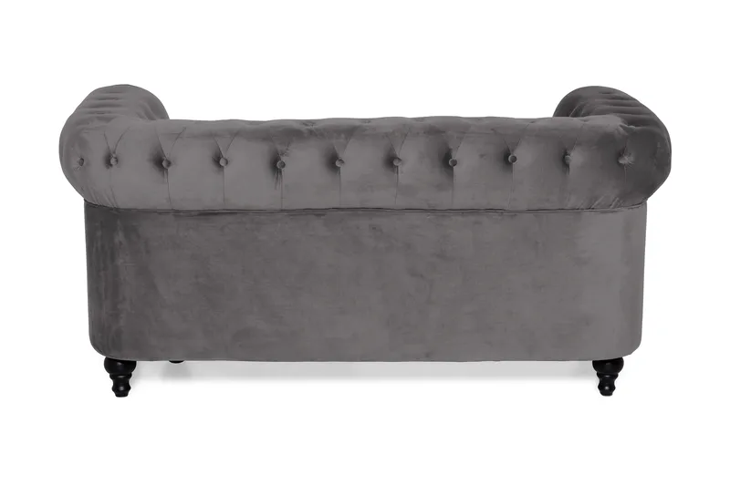 Chesterfield Lyx 2-seter Liten Fløyelssofa – Dyp sofa 160 cm bred - Mørkegrå - Møbler - Sofaer - Fløyel sofaer