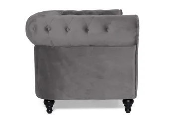 Chesterfield Lyx 2-seter Liten Fløyelssofa – Dyp sofa 160 cm bred - Mørkegrå - Møbler - Sofaer - 2 seter sofa