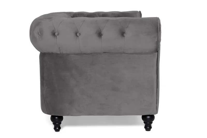 Chesterfield Lyx 2-seter Liten Fløyelssofa – Dyp sofa 160 cm bred - Mørkegrå - Møbler - Sofaer - Fløyel sofaer