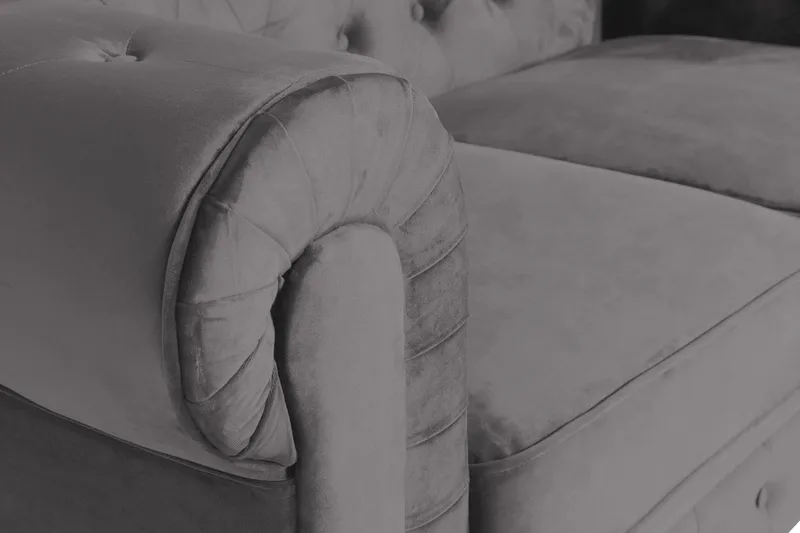 Chesterfield Lyx 2-seter Liten Fløyelssofa – Dyp sofa 160 cm bred - Mørkegrå - Møbler - Sofaer - Fløyel sofaer