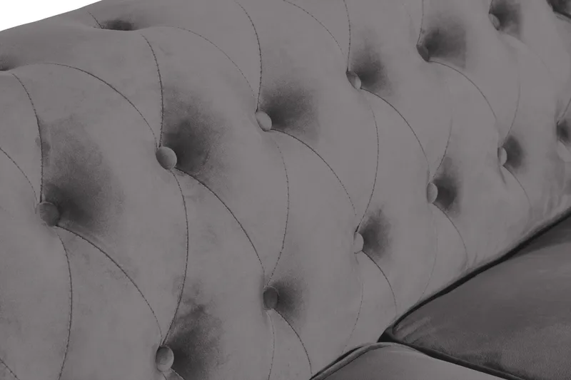 Chesterfield Lyx 2-seter Liten Fløyelssofa – Dyp sofa 160 cm bred - Mørkegrå - Møbler - Sofaer - Fløyel sofaer