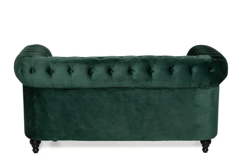 Chesterfield Lyx 2-seter Liten fløyelssofa – Dyp sofa 160 cm bred - Mørkegrønn - Møbler - Sofaer - Fløyel sofaer