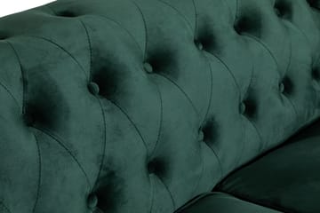 Chesterfield Lyx 2-seter Liten fløyelssofa – Dyp sofa 160 cm bred - Mørkegrønn - Møbler - Sofaer - Fløyel sofaer