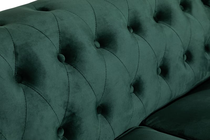 Chesterfield Lyx 2-seter Liten fløyelssofa – Dyp sofa 160 cm bred - Mørkegrønn - Møbler - Sofaer - Fløyel sofaer