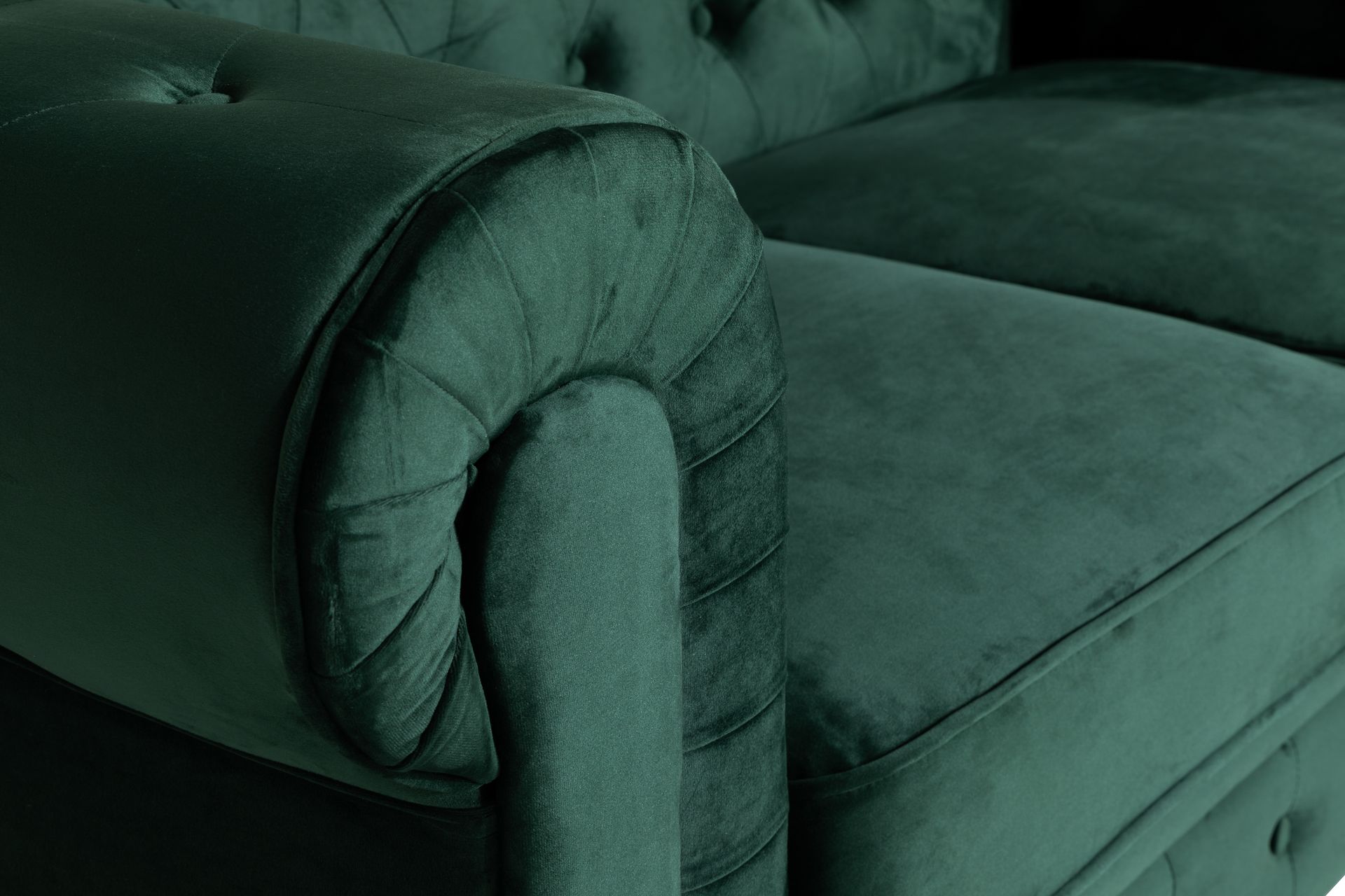 Chesterfield Lyx 2-seter Liten fløyelssofa – Dyp sofa 160 cm bred - Mørkegrønn - Møbler - Sofaer - Fløyel sofaer