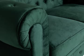 Chesterfield Lyx 2-seter Liten fløyelssofa – Dyp sofa 160 cm bred - Mørkegrønn - Møbler - Sofaer - Fløyel sofaer