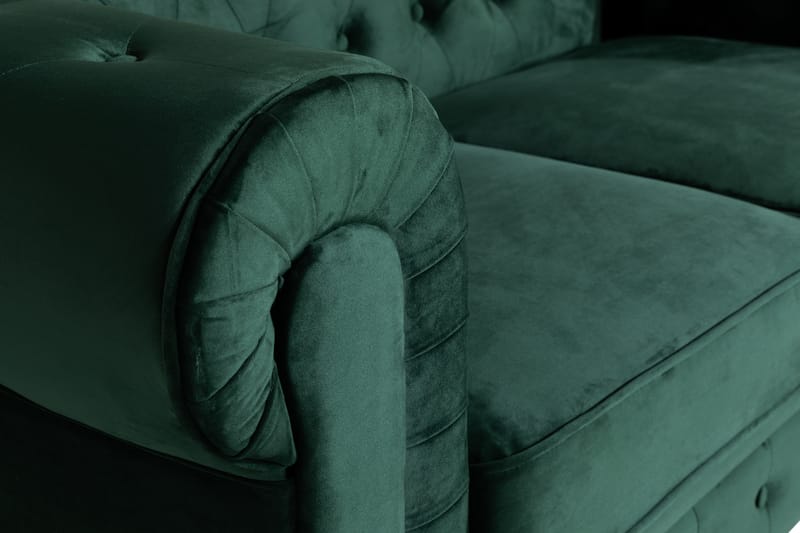 Chesterfield Lyx 2-seter Liten fløyelssofa – Dyp sofa 160 cm bred - Mørkegrønn - Møbler - Sofaer - Fløyel sofaer