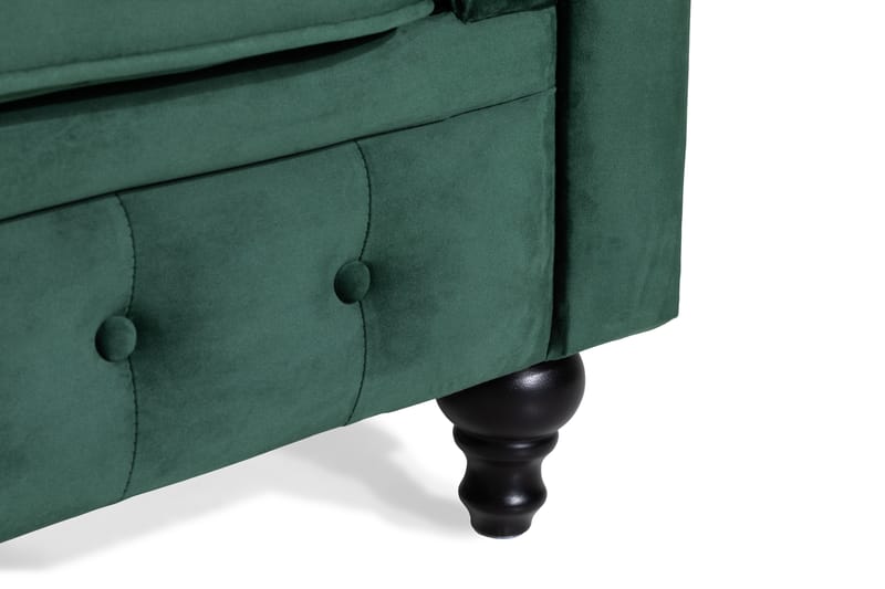 Chesterfield Lyx 2-seter Liten fløyelssofa – Dyp sofa 160 cm bred - Mørkegrønn - Møbler - Sofaer - Fløyel sofaer