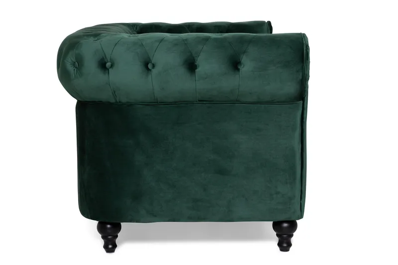 Chesterfield Lyx 2-seter Liten fløyelssofa – Dyp sofa 160 cm bred - Mørkegrønn - Møbler - Sofaer - Fløyel sofaer