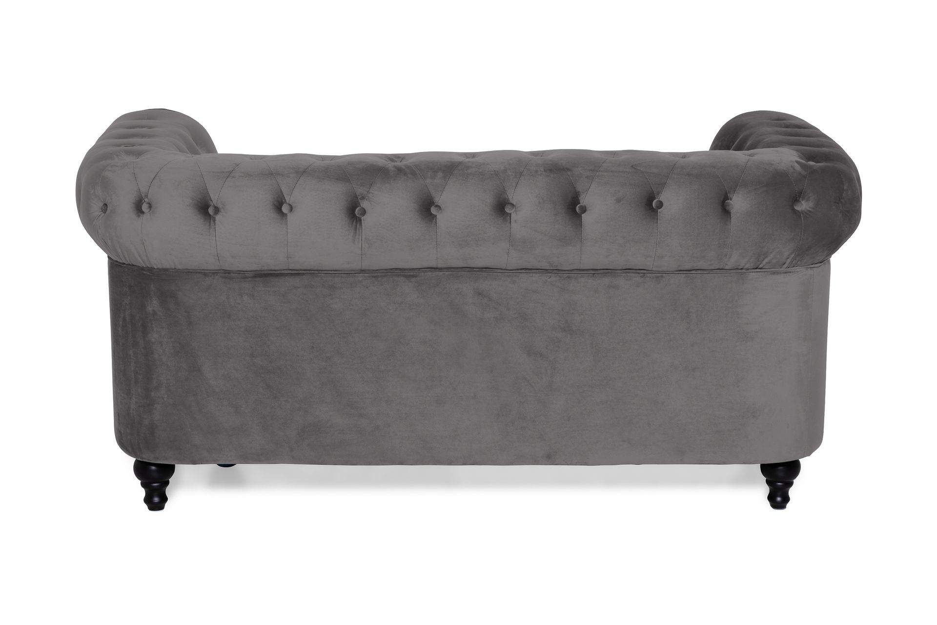 Chesterfield Lyx 2-seter Liten Fløyelssofa – Dyp sofa 160 cm bred - Mørkgrå / Grå - Møbler - Sofaer - Fløyel sofaer