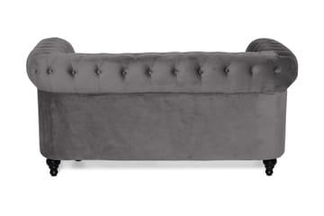 Chesterfield Lyx 2-seter Liten Fløyelssofa – Dyp sofa 160 cm bred - Mørkgrå / Grå - Møbler - Sofaer - Fløyel sofaer