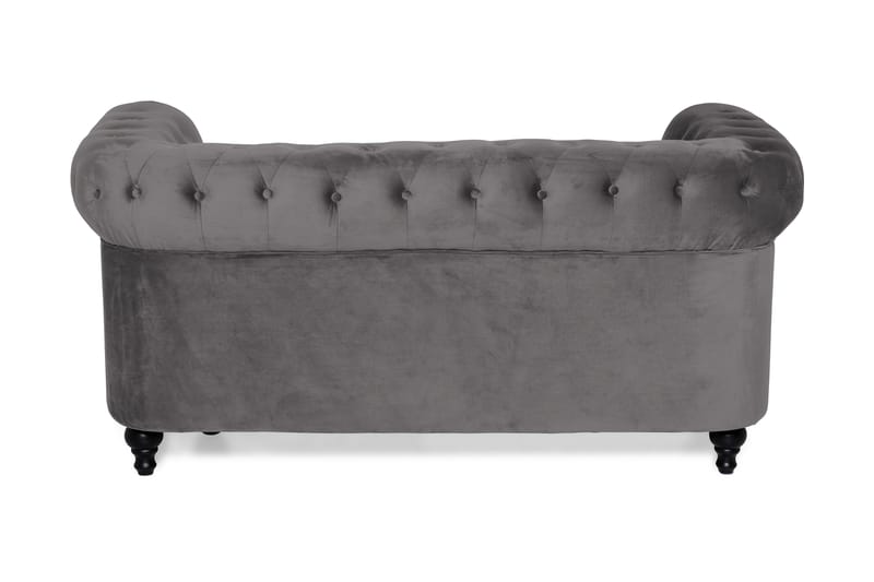 Chesterfield Lyx 2-seter Liten Fløyelssofa – Dyp sofa 160 cm bred - Mørkgrå / Grå - Møbler - Sofaer - Fløyel sofaer