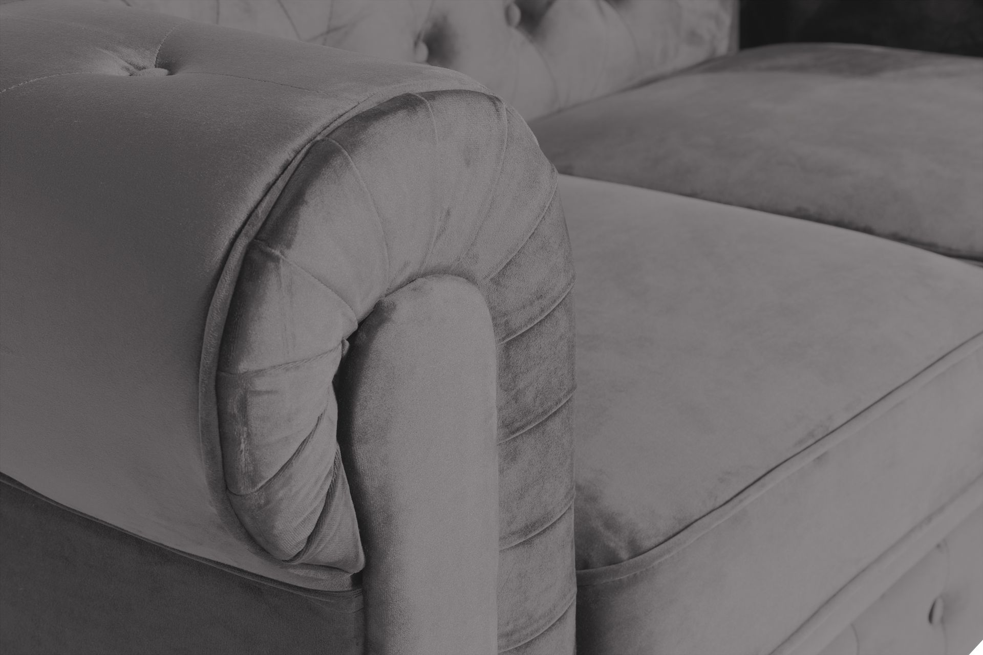 Chesterfield Lyx 2-seter Liten Fløyelssofa – Dyp sofa 160 cm bred - Mørkgrå / Grå - Møbler - Sofaer - Fløyel sofaer
