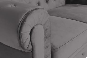 Chesterfield Lyx 2-seter Liten Fløyelssofa – Dyp sofa 160 cm bred - Mørkgrå / Grå - Møbler - Sofaer - Fløyel sofaer