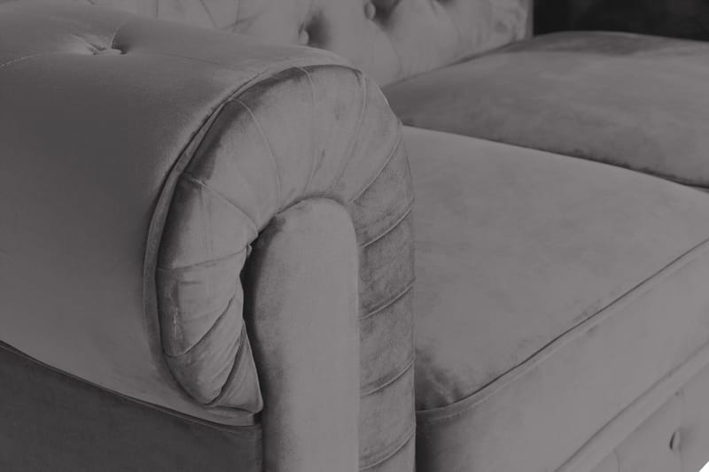 Chesterfield Lyx 2-seter Liten Fløyelssofa – Dyp sofa 160 cm bred - Mørkgrå / Grå - Møbler - Sofaer - Fløyel sofaer