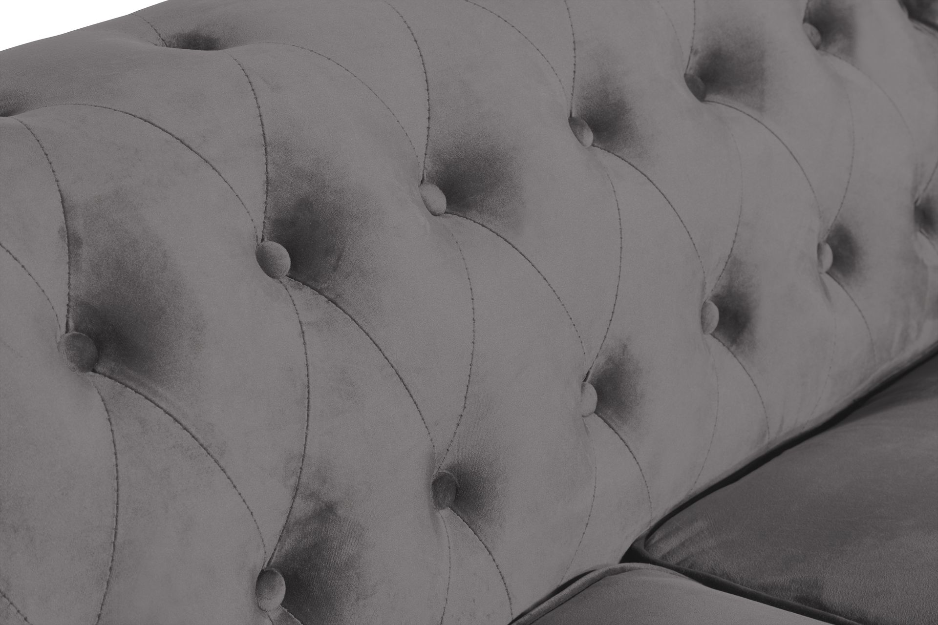 Chesterfield Lyx 2-seter Liten Fløyelssofa – Dyp sofa 160 cm bred - Mørkgrå / Grå - Møbler - Sofaer - Fløyel sofaer