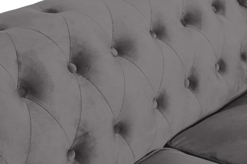 Chesterfield Lyx 2-seter Liten Fløyelssofa – Dyp sofa 160 cm bred - Mørkgrå / Grå - Møbler - Sofaer - Fløyel sofaer