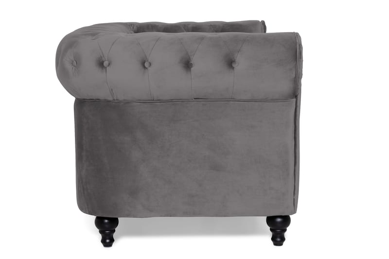 Chesterfield Lyx 2-seter Liten Fløyelssofa – Dyp sofa 160 cm bred - Mørkgrå / Grå - Møbler - Sofaer - Fløyel sofaer