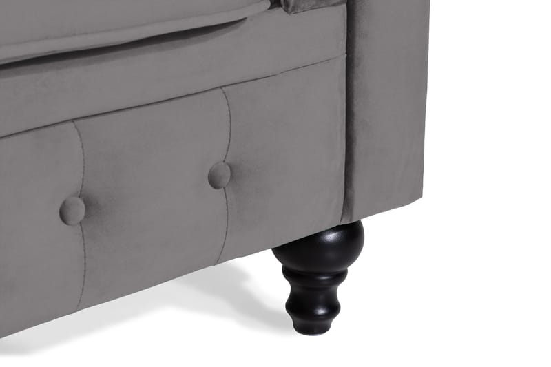 Chesterfield Lyx 2-seter Liten Fløyelssofa – Dyp sofa 160 cm bred - Mørkgrå / Grå - Møbler - Sofaer - Fløyel sofaer