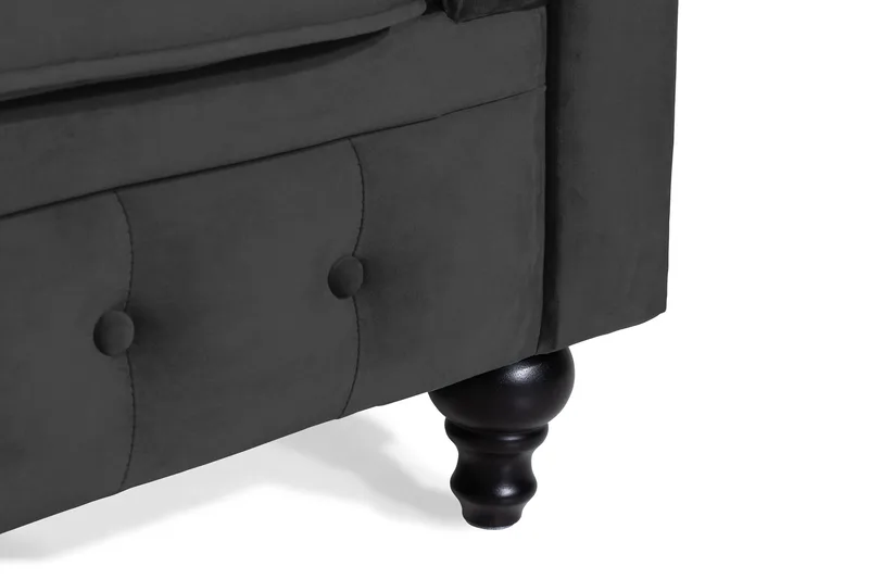 Chesterfield Lyx 2-seter Liten fløyelssofa – Dyp sofa 160 cm bred - Svart - Møbler - Sofaer - Fløyel sofaer