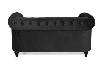 Chesterfield Lyx 2-seter Liten fløyelssofa – Dyp sofa 160 cm bred - Svart - Møbler - Sofaer - 2 seter sofa