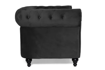 Chesterfield Lyx 2-seter Liten fløyelssofa – Dyp sofa 160 cm bred - Svart - Møbler - Sofaer - 2 seter sofa