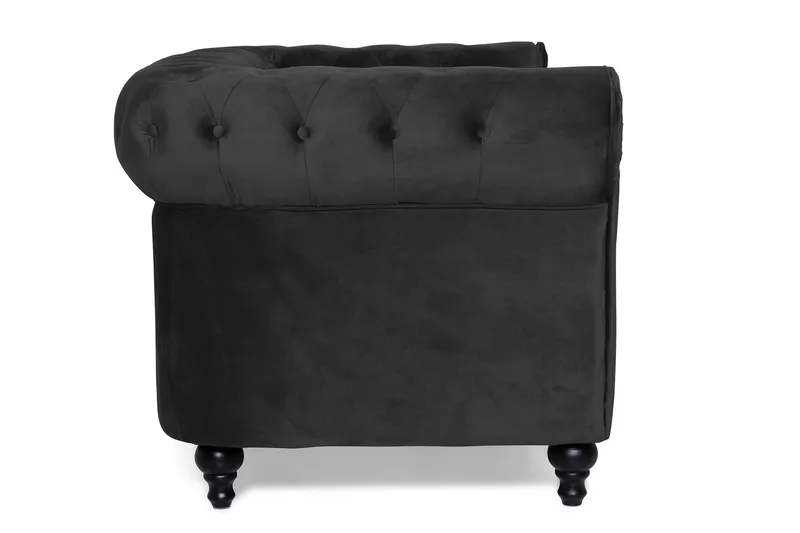 Chesterfield Lyx 2-seter Liten fløyelssofa – Dyp sofa 160 cm bred - Svart - Møbler - Sofaer - Fløyel sofaer