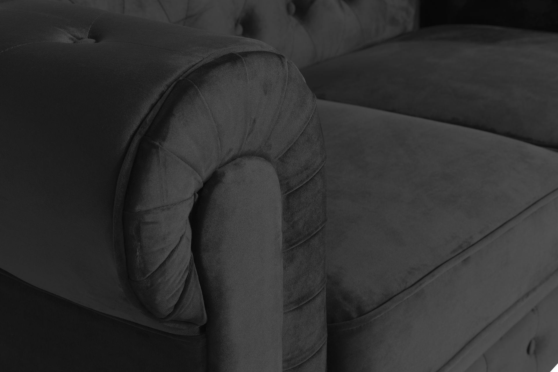 Chesterfield Lyx 2-seter Liten fløyelssofa – Dyp sofa 160 cm bred - Svart - Møbler - Sofaer - Fløyel sofaer