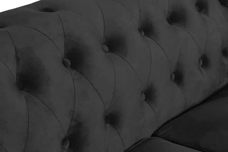 Chesterfield Lyx 2-seter Liten fløyelssofa – Dyp sofa 160 cm bred - Svart - Møbler - Sofaer - Fløyel sofaer