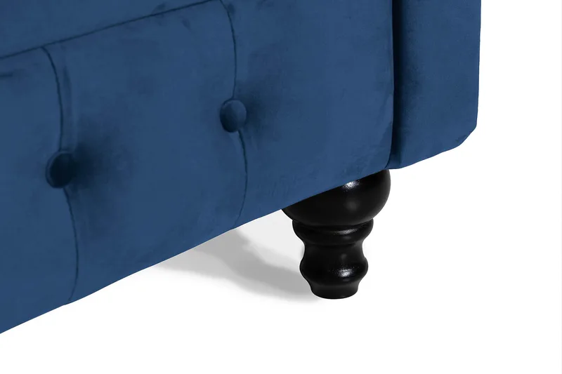 Chesterfield Lyx 3-seter Fløyelssofa – Dyp sofa - Blå - Møbler - Sofaer - Fløyel sofaer